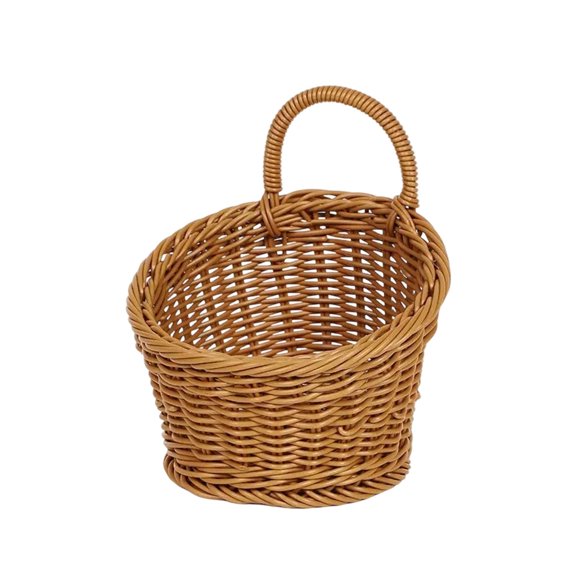 VMWMSSR 1Pc Handwoven Rattan Wall Hanging Basket, Portable Wall-Mounted Storage Basket For Entryway, Bathroom Kitchen B-16x16x13cm