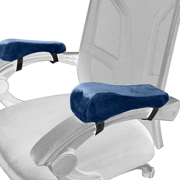 VMWMSSR 2 Pack Memory Foam Chair Armrest Cushion, Adjustable Strap Non Slip Elbow Support Pillow, Soft Velvet Office Gaming Chair Arm Pad For Home Desk Chair(Navy-9.84")