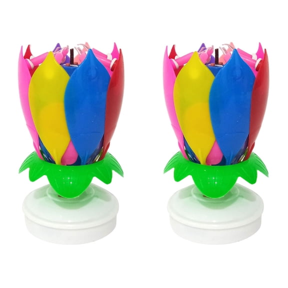 VMWMSSR 2 Pack Musical Rotating Flower Birthday Candle, Automatic Blooming Flower Rotating Cake Candles With Music, Colorful Floral Birthday Party Cake Topper Candle For Party Decor(Color-4.53")