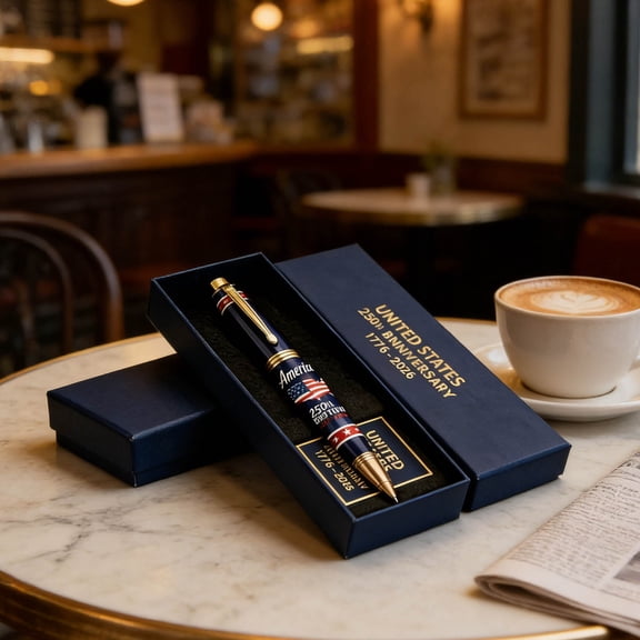 VMWMSSR 250Th Anniversary Collectible Pen, American Flag Themed Ballpoint Pen With Gift Box, Smooth-Writing Patriotic Pen For Office, Desk, Journal & Special Occasions(Blue-14cm)