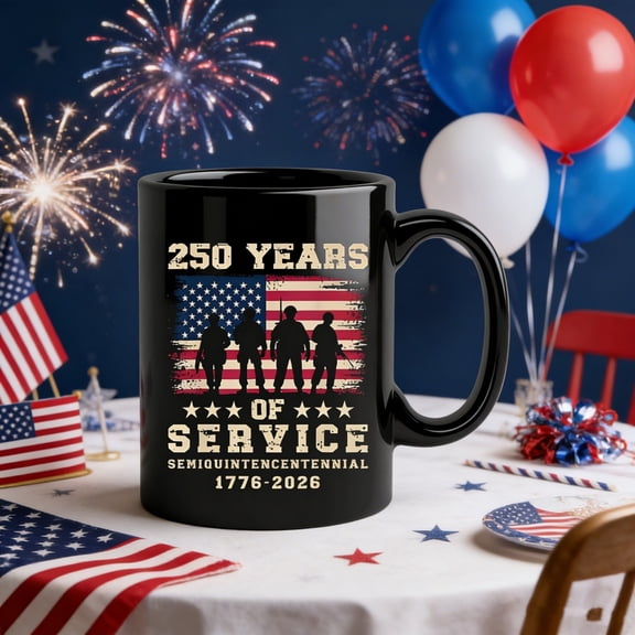 VMWMSSR 250Th Anniversary Patriotic Coffee Mug 1776-2026 Flag Ceramic Mug Double-Sided Patriotic Liberty Bell Design Coffee Cup For 4Th Of July Gifts Black-11oz