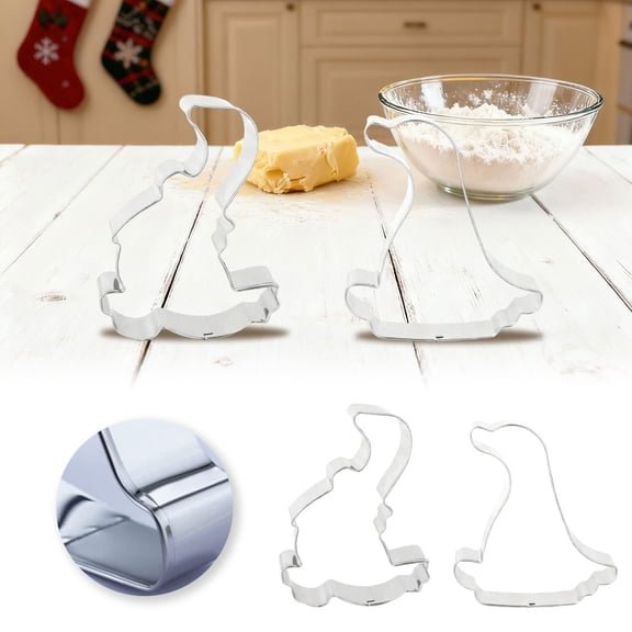 VMWMSSR 2Pc Goose-Shaped Cookie Molds, Stainless Steel Cookie Cutter For Baking Fondant Fruit Bread Birthday Party Decorations, Dishwasher Safe, Diy Baking Cookie Crafts Silver-2.5cm