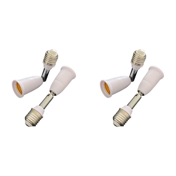 VMWMSSR 2Pcs Flexible Extension Lamp Socket Adapter Heat Resistant Rotatable Light Bulb Extender Holder E27 Screw Base Lamp Head Extender For Home Lamp Diy Lighting Renovation(White-2PCS)