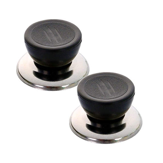 VMWMSSR 2Pcs Pot Lid Knob Replacement, Heat Resistant Universal Glass Lid Top Handle, Anti-Scratch Stainless Steel Base Pan Cover Knob For Home Kitchen Cookware(Black-2PCS)
