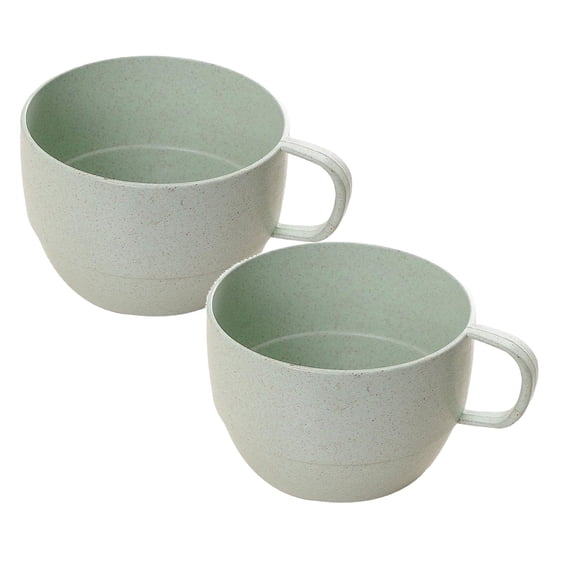 VMWMSSR 2Pcs Wheat Straw Coffee Cups, Reusable Unbreakable Mugs With Handles Lightweight Color Drinking Cups For Tea, Milk, Dishwasher And Microwave Safe Green-9.5x6cm