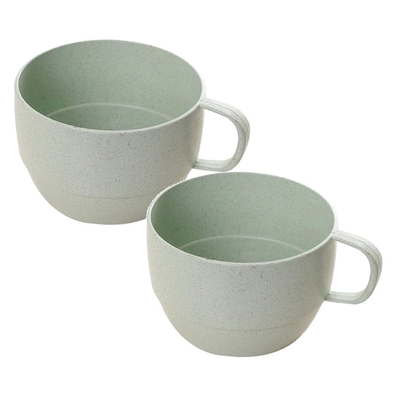 VMWMSSR 2Pcs Wheat Straw Coffee Cups, Reusable Unbreakable Mugs With Handles Lightweight Color Drinking Cups For Tea, Milk, Dishwasher And Microwave Safe Green-9.5x6cm