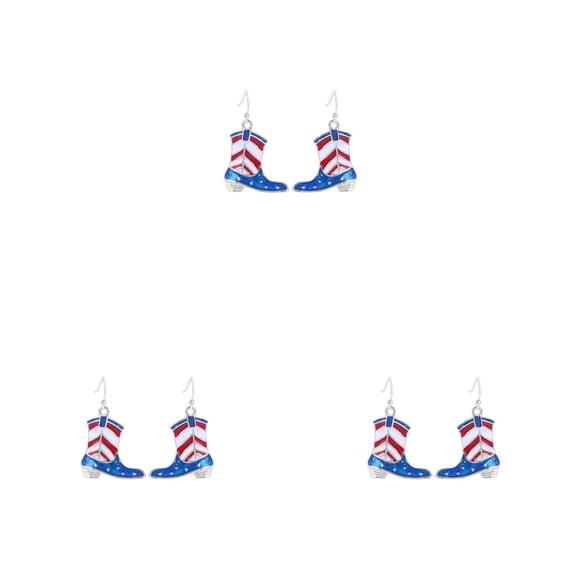 VMWMSSR 3PCS 4Th Of July Cowboy Boot Earrings, Red White Blue Drop Earrings Lightweight 250Th Anniversary Patriotic Earrings For 4Th Of July & Independence Day(B-3PCS 1.20Inch)