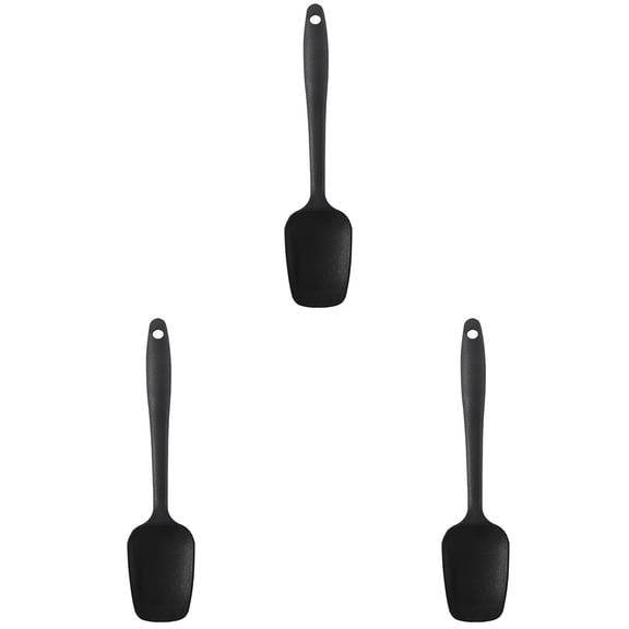VMWMSSR 3PCS Flexible Silicone Baking Spatula Non Stick Rubber Cooking Scraper Heat Resistant Kitchen Baking Utensils For Cake Baking, Mixing, Frying & Cream Scraping(Black-2PCS)
