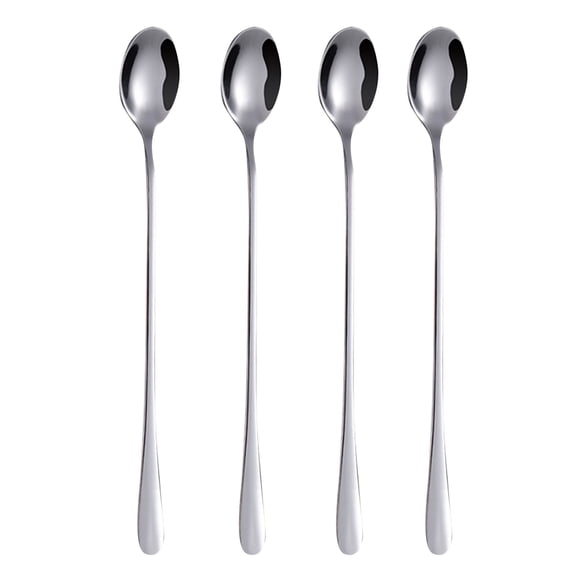VMWMSSR 4 Pack Long Handle Stainless Steel Spoons, Multipurpose Iced Tea Coffee Stirring Spoons, Long Ice Cream Mixing Spoon For Bar Home Drink Dessert Making(Silver-1PCS)