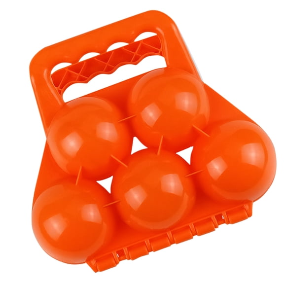 VMWMSSR 5-Ball Snowball Maker Clip, Thick Plastic Multi Snow Ball Mold With Ergonomic Handle, Outdoor Summer Beach Sand Ball Maker Tool(Orange-7.08")