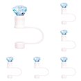 thumbnail image 1 of VMWMSSR 6 Pack Diamond Shape Silicone Straw Toppers Reusable Leakproof Straw Plug Cover Decorative Anti-Spill Straw Cap Tumbler Accessory For Standard Metal Straws(Blue-6PCS), 1 of 3