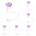thumbnail image 1 of VMWMSSR 6 Pack Diamond Shape Silicone Straw Toppers Reusable Leakproof Straw Plug Cover Decorative Anti-Spill Straw Cap Tumbler Accessory For Standard Metal Straws(Purple-6PCS), 1 of 3