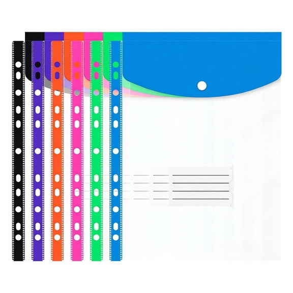 VMWMSSR 6 Pack Vertical Binder Pocket Folders, Snap Closure Clear Document Holders With Label Pocket, Letter Size File Organizers For Office & Home Use(Vertical-8.66"Ã12.59")