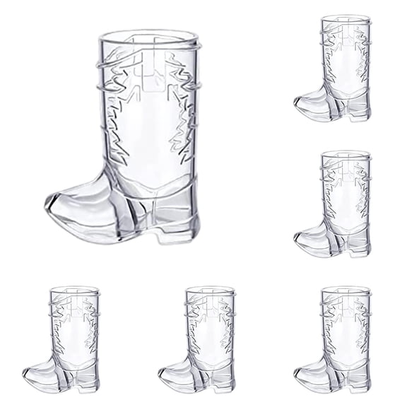 VMWMSSR 6PCS Western Style Boot-Shaped Shot Glass, Plastic Mini Cup, Novelty Drinkware For Events & Festivals(Clear-6.5X3.2cm)