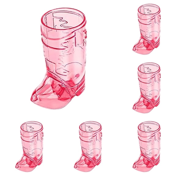VMWMSSR 6PCS Western Style Boot-Shaped Shot Glass, Plastic Mini Cup, Novelty Drinkware For Events & Festivals(Pink-6.5X3.2cm)
