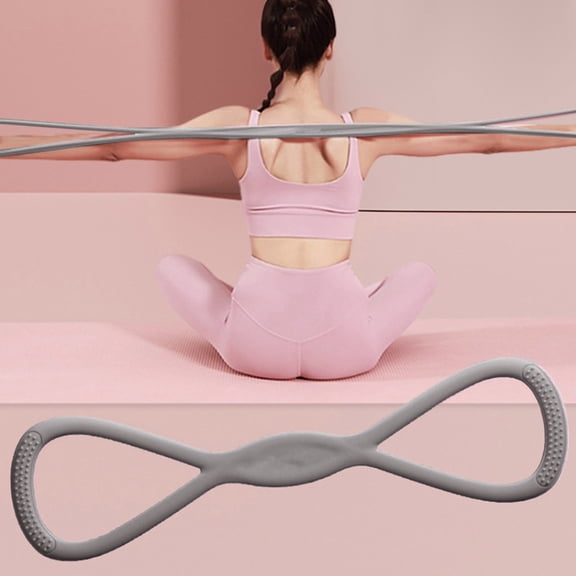 VMWMSSR 8-Shape Resistance Band, Shoulder Back Stretch Trainer, Elastic Exercise Band for Home Gym, Shoulder & Back Exercise Tool(Grey-35 pounds)