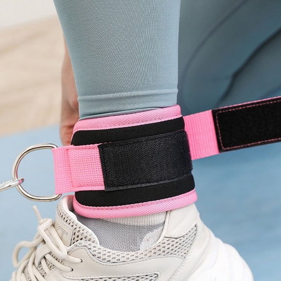 VMWMSSR Ankle Straps Cable Machine Leg Trainer, Adjustable Padded D-Ring Ankle Cuffs Heavy Duty Leg Glute Abductor Workout Ankle Bands For Gym Hip Thigh Strength Training(Pink-47X8cm)