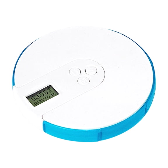 VMWMSSR Automatic Pill Dispenser With Alarm, Round Electronic Medication Organizer With Timer, Portable Pill Box For Daily Medication, Travel & Home Use(Blue-11X11X2.2Cm)