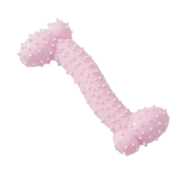 VMWMSSR Bone Dog Chew Toy Nubbed Surface Teething Relief Puppy Toy Soft Durable Small Breed Dog Training Play Bone For Indoor Boredom Reduction(Pink-4.33")