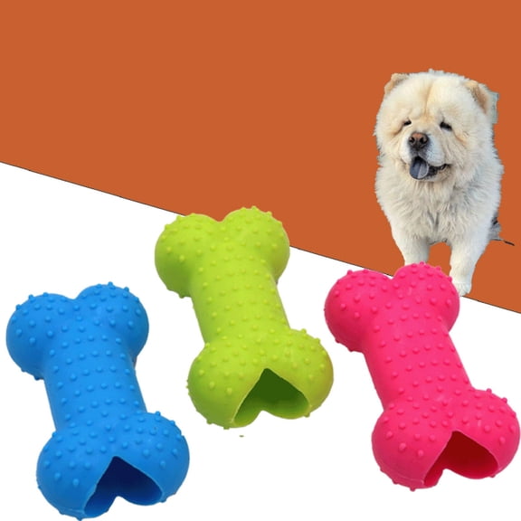 VMWMSSR Bone Shaped Dog Chew Toy, Textured Non Toxic Treat Dispensing Puppy Teething Toy, Tough Interactive Dental Cleaning Chew For Medium Large Breed Dogs Daily Play(Pink-3.54")