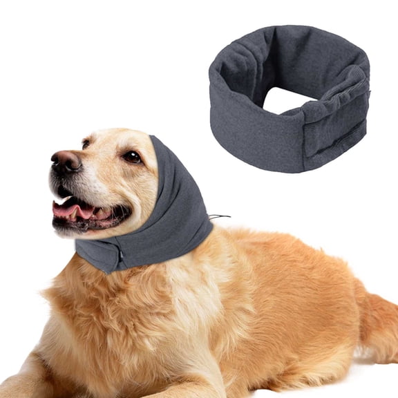 VMWMSSR Calming Pet Ear Wrap Hood, Noise Blocking Anti-Anxiety Dog Head Cover, Adjustable Elastic No Shake Ear Protection Wrap For Medium Small Breed Daily(Grey-S)