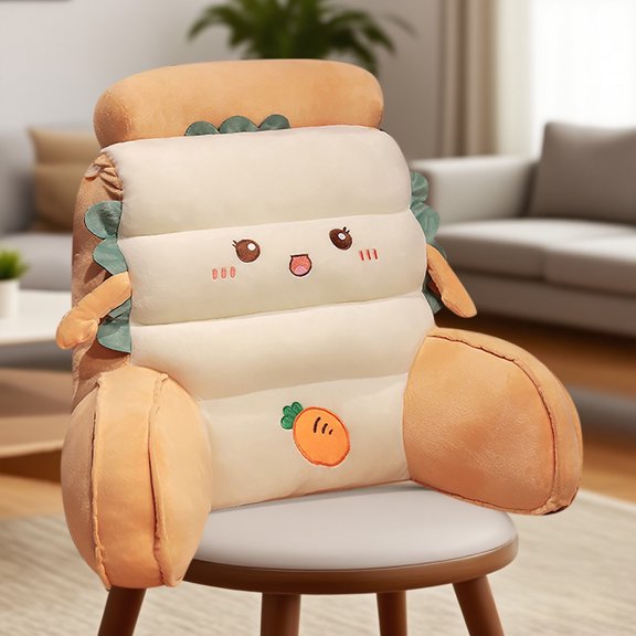 VMWMSSR Cartoon Reading Backrest Pillow, High Density Foam Lumbar Support Cushion With Arm Support, Anti Collapse Washable Velvet Slipcover Support Pillow For Bedroom Sofa Rest(Orange-19.69")