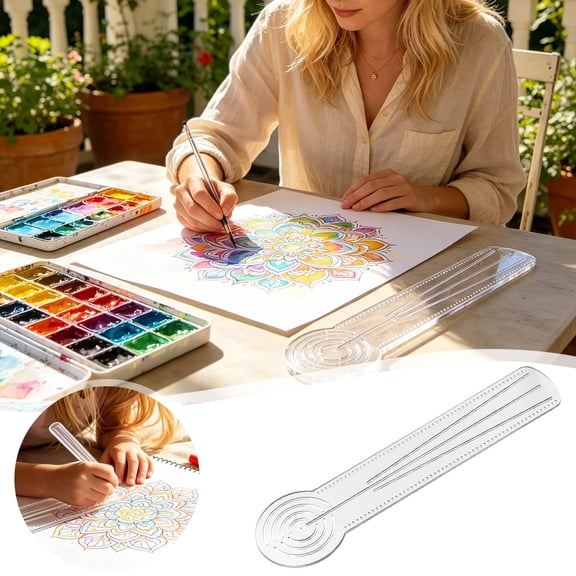 VMWMSSR Clear Art Ruler, Multi-Functional Drawing Template Ruler, Geometric Scale Tool For Drafting, Sketching & Design Projects(White-49.5X9.4Cm)