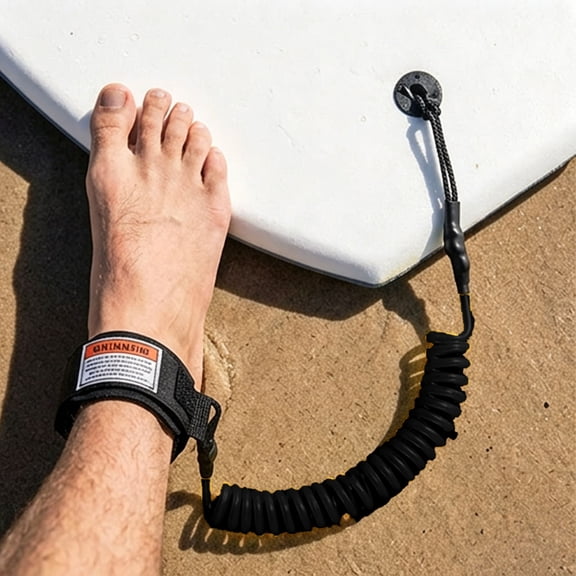 VMWMSSR Coiled Surfboard Leash, Anti-Snap Safety Ankle Surf Leash Strap, Wear Resistant Surfboard Foot Rope For Stand Up Paddle Board Ocean Beach Surfing(Black-51.18")
