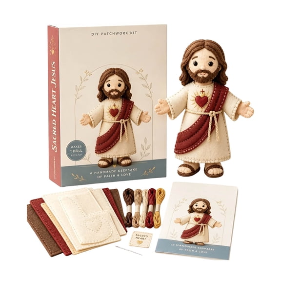 VMWMSSR Complete Blessing Doll Felt Diy Sewing Kit Craft Set With Pre-Cut Felt Fabric Thread Tools Handmade Ornament Making Kit For Home Decor Gift(Red-3.15")