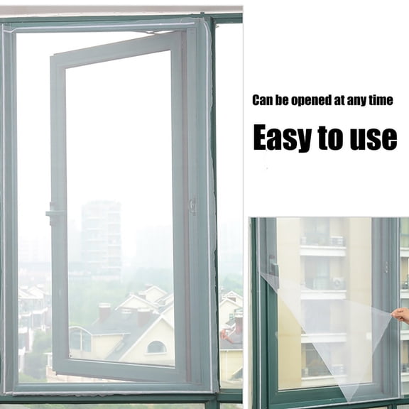 VMWMSSR DIY Window Mosquito Screen Mesh, Cuttable Adhesive Bug Screen with Hook and Loop Tape, 1.3x1.5m Reusable Mosquito Net for Home Windows, DIY Insect Protection Screen(White-51.18x59.06inch)