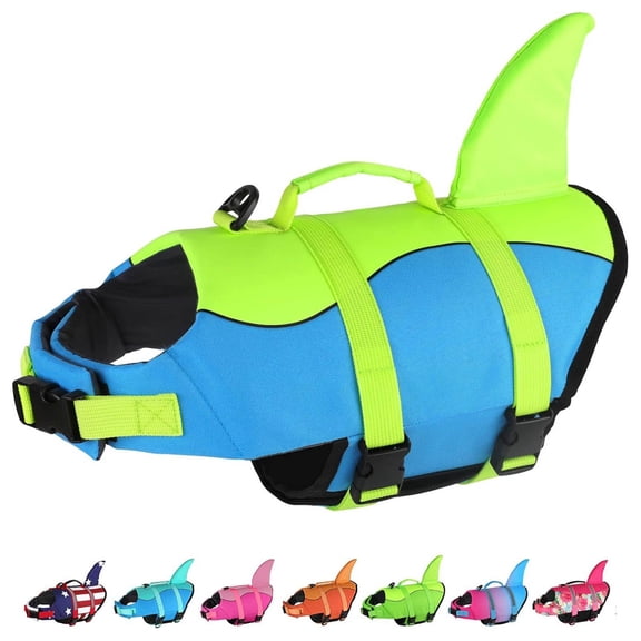 VMWMSSR Dog Life Jacket Floating Pet Life Vest, Adjustable Quick Release Dog Flotation Aid With Rescue Handle, Water Safety Dog Swimsuit For Pool Beach Small Medium Large Dogs(Light Green-XS)