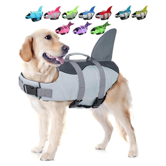 VMWMSSR Dog Life Jacket Floating Pet Life Vest, Adjustable Quick Release Dog Flotation Aid With Rescue Handle, Water Safety Dog Swimsuit For Pool Beach Small Medium Large Dogs(Grey-XS)
