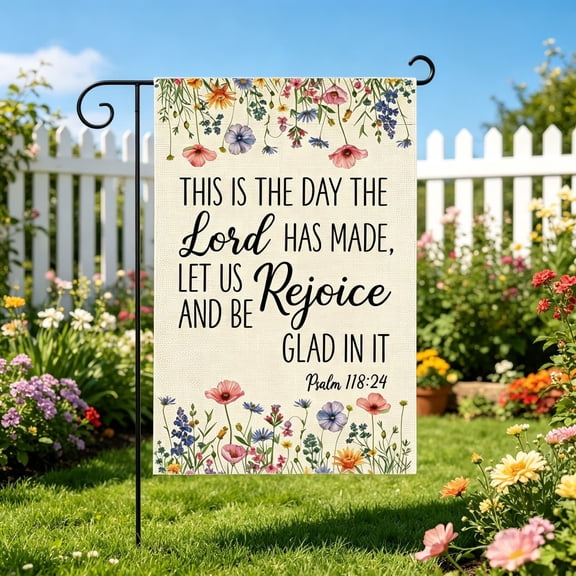 VMWMSSR Double Sided Floral Garden Flag Inspirational Quote Yard Banner Water Resistant Linen Outdoor Decor Flag For Front Porch Lawn Farmhouse Seasonal Decor(White-17.72"x11.")