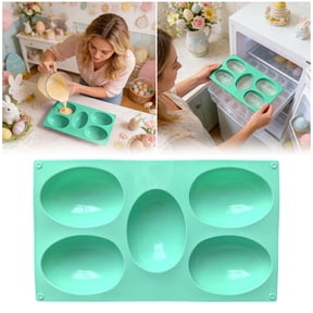 VMWMSSR Easter Silicone Egg Shaped Molds, Non-Stick 5-Cavity Oval Baking Trays, Easy Release Reusable Easter Treat Moulds For Chocolate Cake Soap C-30x17x3.2cm