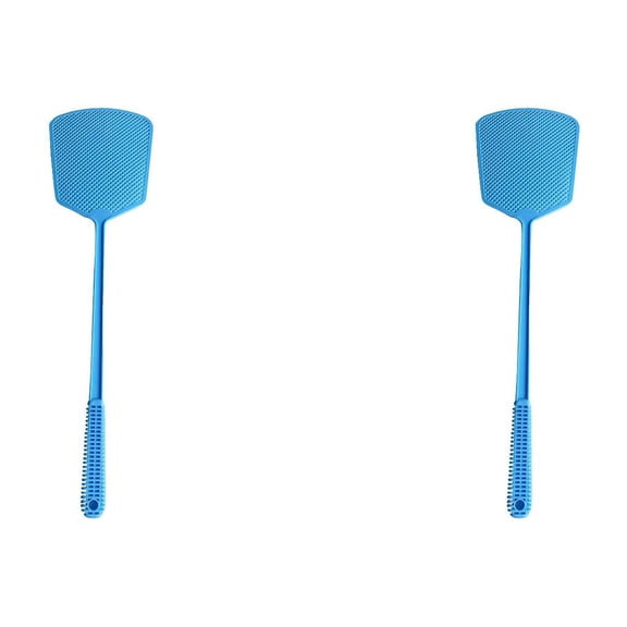 VMWMSSR Extra Long Handle Fly Swatter Thick Grid Mesh Surface Heavy Duty Fly Killer Swat Hanging Hole Non- Grip For Home Kitchen Bedroom Balcony Outdoor(Blue-2PCS)