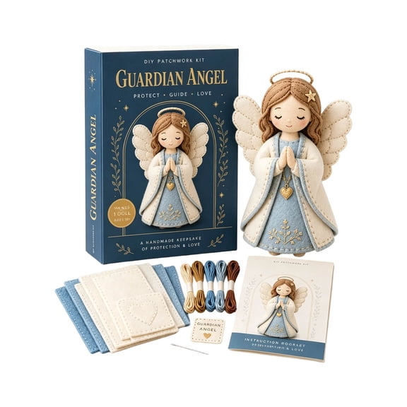 VMWMSSR Felt Diy Craft Kit Complete Blessing Character Sewing Felt Doll Making Set, Full Supplies Diy Felt Figure Kit For Handmade Craft Home Decor Gift(White-3.15")