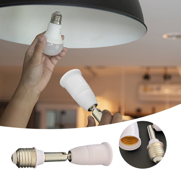 VMWMSSR Flexible Extension Lamp Socket Adapter Heat Resistant Rotatable Light Bulb Extender Holder E27 Screw Base Lamp Head Extender For Home Lamp Diy Lighting Renovation(White-1PCS)