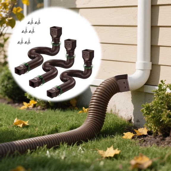 VMWMSSR Flexible Rain Gutter Downspout Extender, Expandable Drainage Hose, Kink-Free Water Diversion Tool For Yard, Lawn, Foundation Protection & Landscaping(Brown-152cm)