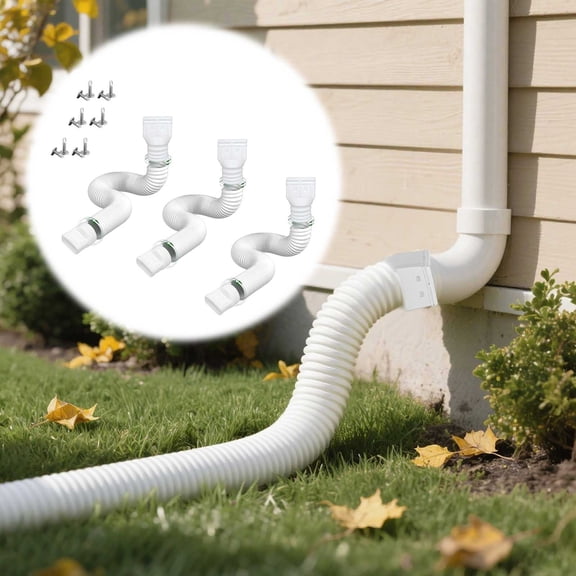 VMWMSSR Flexible Rain Gutter Downspout Extender, Expandable Drainage Hose, Kink-Free Water Diversion Tool For Yard, Lawn, Foundation Protection & Landscaping(White-152cm)
