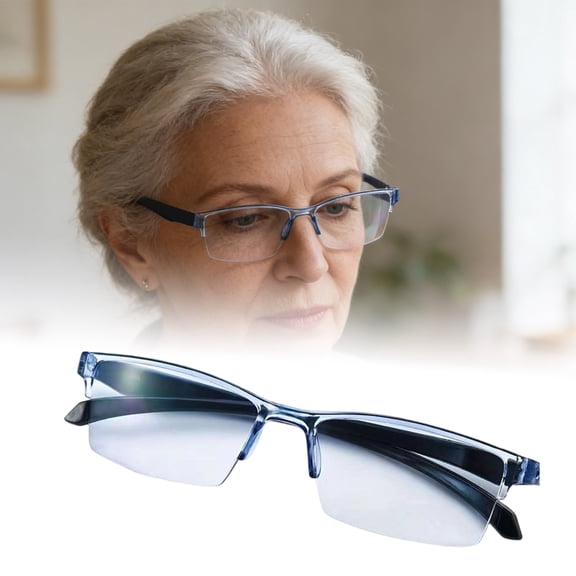 VMWMSSR Half Rim Progressive Reading Glasses, Auto Focus Multifocal Eyeglasses, Lightweight Semi Rim Eyewear For Senior Daily Reading Indoor Outdoor Use(Blue-20cm)
