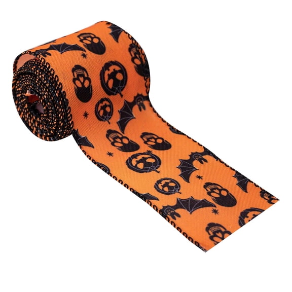 VMWMSSR Halloween Decor Wired Edge Ribbon Roll Spider Bat Skull Print Seasonal Multi Pattern Holiday Ribbon For Gift Wrapping Halloween Party Diy Bow Window Yard Decor(F-179.92")