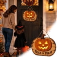 thumbnail image 1 of VMWMSSR Halloween Lighted Wooden Door Sign, Trick Or Treat Hanging Wall Plaque With Pumpkin Bat Ghost, Fall Holiday Hanging Ornament For Front Door Porch Entryway Home Decor(Orange2-11."), 1 of 3