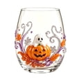 thumbnail image 1 of VMWMSSR Halloween Stemless Wine Glass,15Oz Fall Themed Tumbler Cup,Pumpkin Ghost Printed Decorative Drinking Glass,Halloween Drinkware For Holiday Party Gathering(Orange4-One Size), 1 of 7