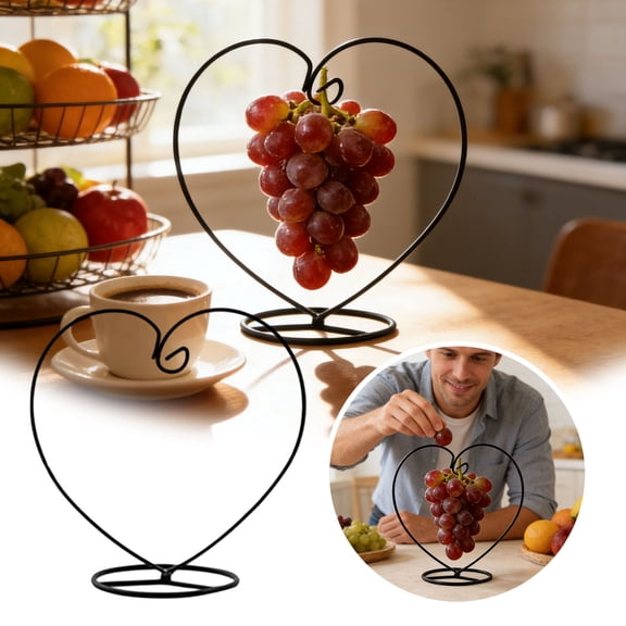 VMWMSSR Heart Shaped Banana Hanger, Rust-Proof Metal Fruit Rack With Hook, Countertop Fruit Holder For Kitchen, Dining Room & Home Storage(B-22X23 Cm)