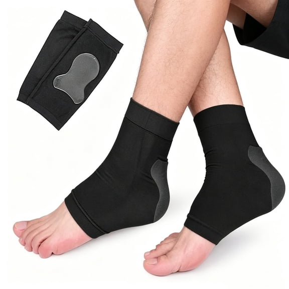VMWMSSR Heel Crack Prevention Ankle Support Sleeves Breathable Gel Cushion Foot Care Socks For Men Women Running Sports Compression Ankle Brace(Black-19X8.2cm)