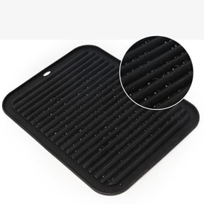 VMWMSSR Large Silicone Trivet Mat, Heat Resistant Non Grooved Silicone Hot Pad, Multi Purpose Kitchen Countertop Heat Insulation Pad Pot Holder Drying Mat For Cookware Dishes(Black-11.69")