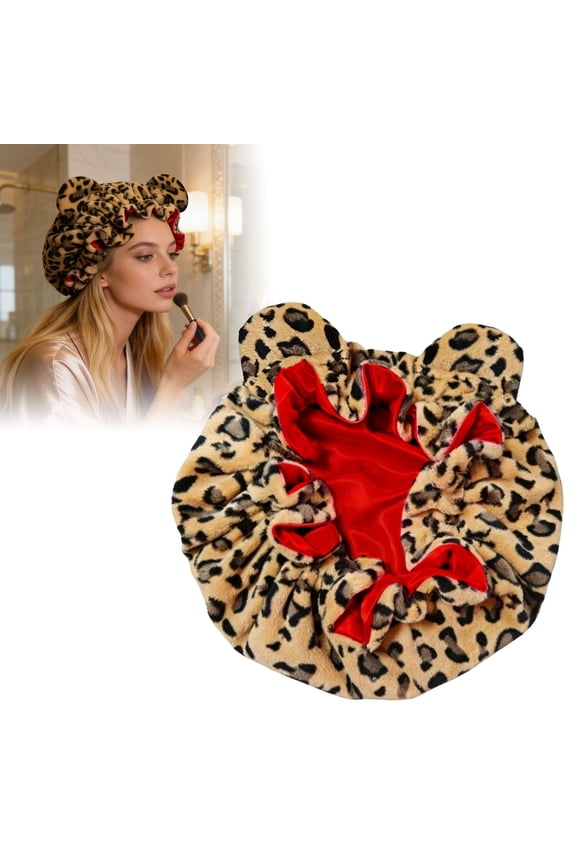 Leopard Print Cat Ear Headband, Soft Plush Non- Hair Band, Cute Stylish Accessory For Daily Wear & Photoshoots & Travel(Red-25CM)