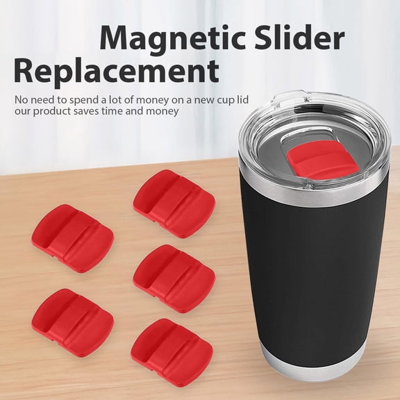 VMWMSSR Tumbler Slider Replacement 5Pcs Set, Leak Proof Cup Lid Slide Cover, Multi Color Reusable Slider Plug For 20/30 Oz Tumbler Lids(Red-5PCS)