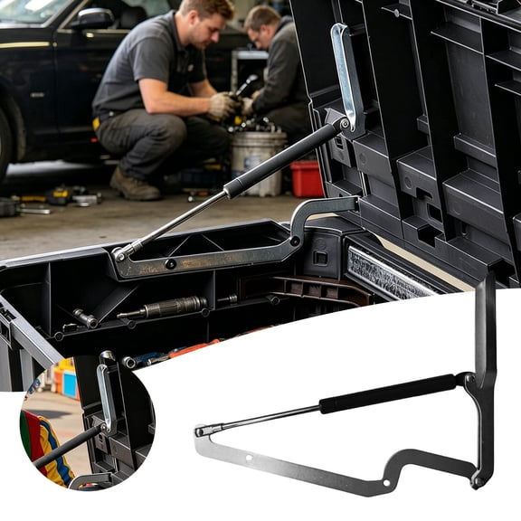 VMWMSSR Metal Lid Support Hinge Rustproof Thick Spring Lid Stay Support Punch Mount Gas Lift Hinge For Tool Box Storage Cabinet Truck(Silver-11.42")