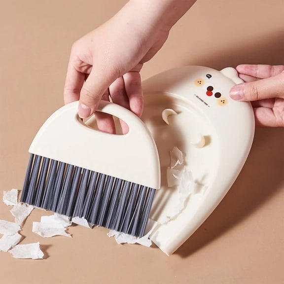 VMWMSSR Mini Dust Pan And Brush Set, Cute Chicken Shaped Small Broom & Dustpan, Portable Desk Cleaning Kit For Keyboard, Pet Cages & Home Beige-6.69"
